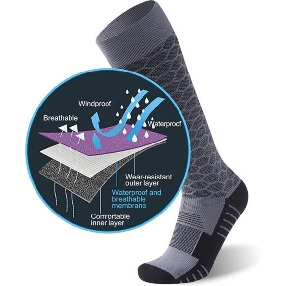 RANDY SUN Waterproof Breathable Knee High Kayaking Hunting Fishing Socks - Picture 3 of 6